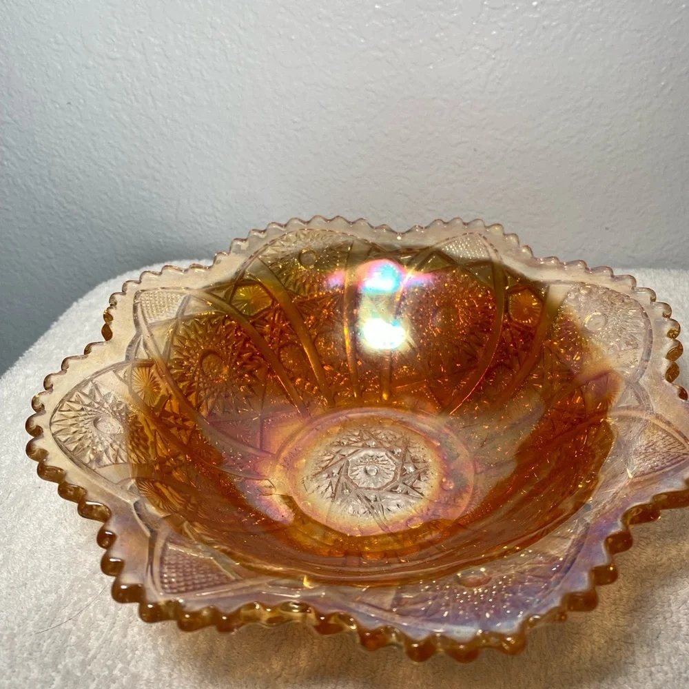 Vintage Amber Sunflower Round Serving Dish - Picture 1 of 9